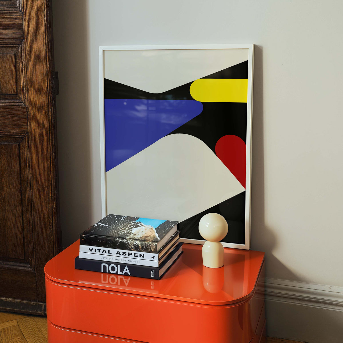 Primary Color Contemporary Shapes High Quality framed Print, Modern Art Decor