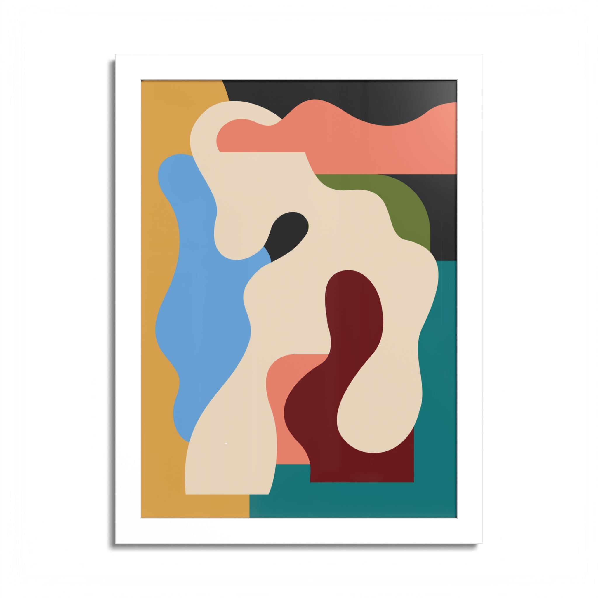 Modern Abstract Organic Shapes Framed Fine Art Print