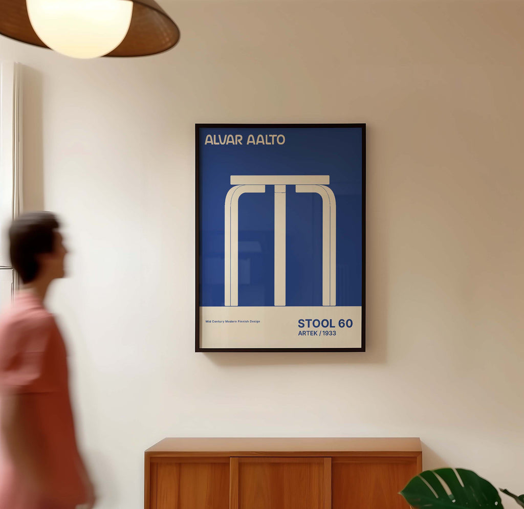 Alvar Aalto STOOL 60 Hight Quality framed Exhibition Poster