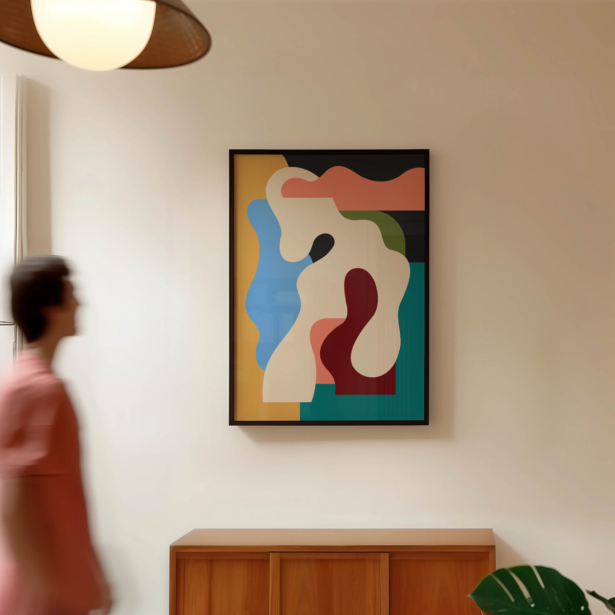 Modern Abstract Organic Shapes Framed Fine Art Print