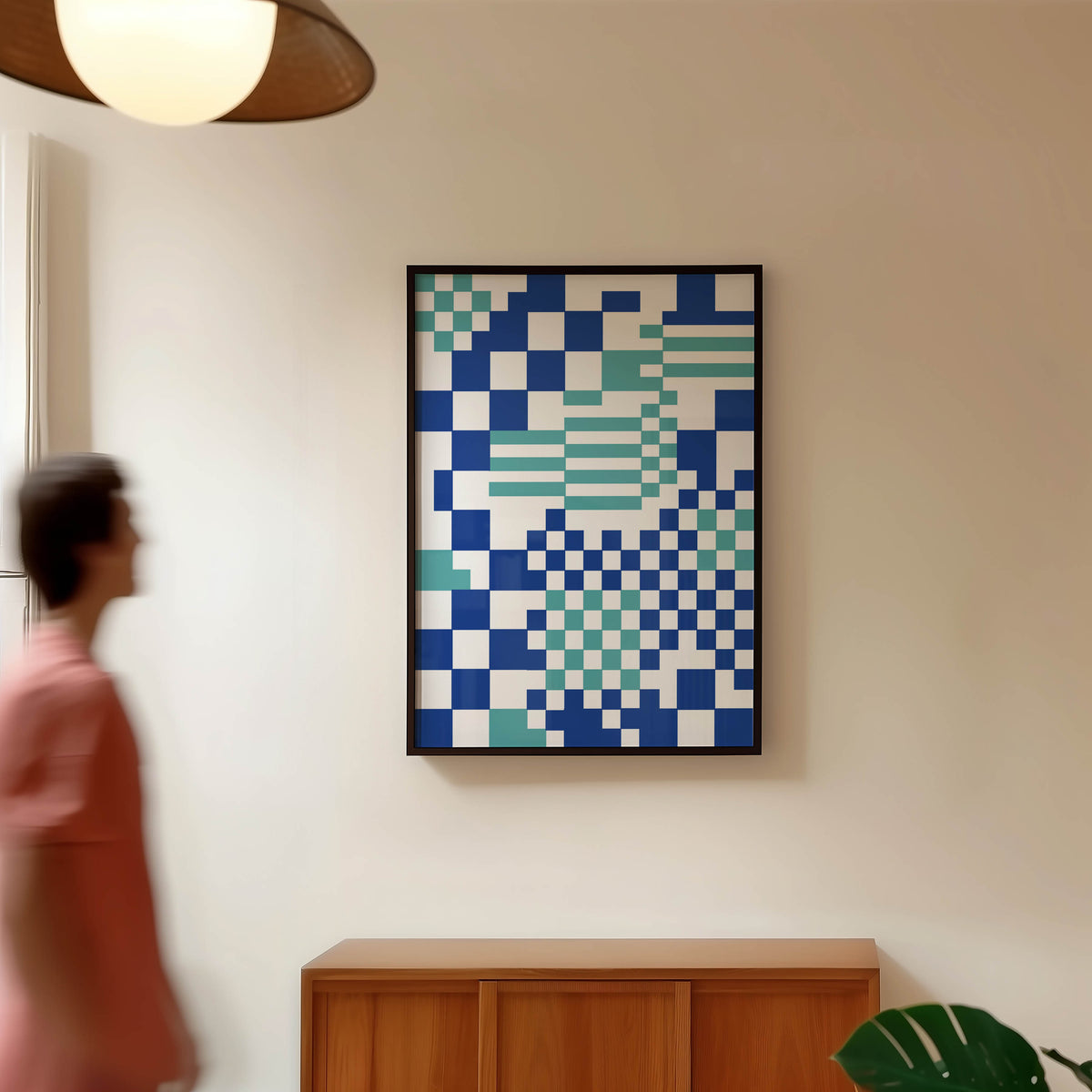 Modern Mixed Checkerboard Framed Fine Art Print