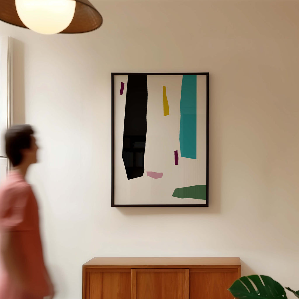 Scandi Multicolor Abstract Art High Quality framed Print, Modern Design Decor