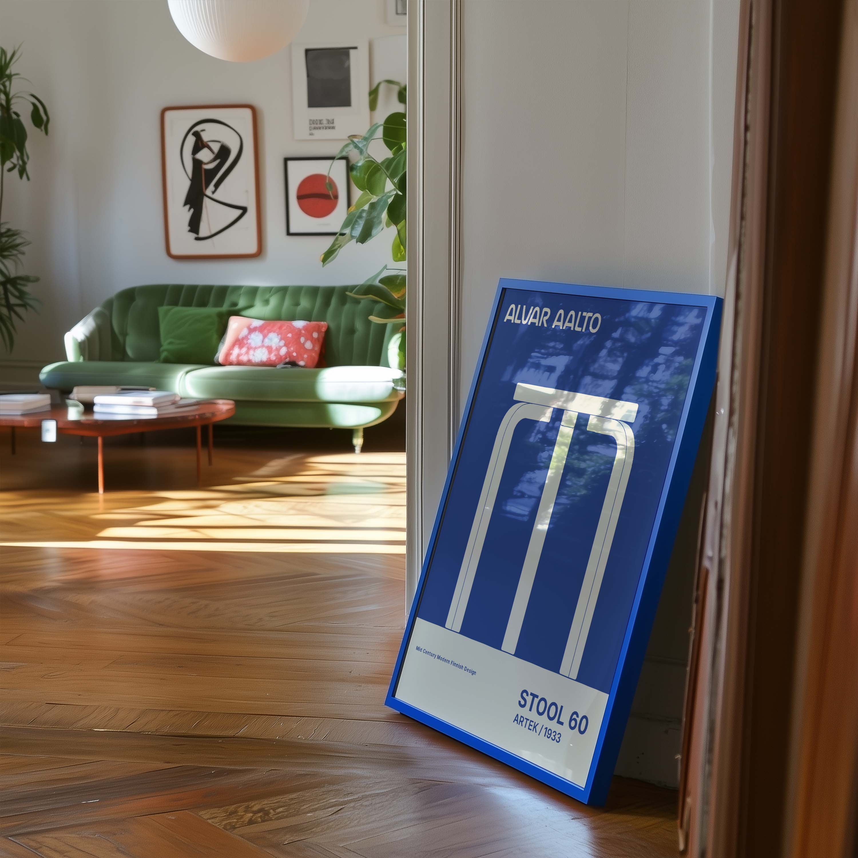 Alvar Aalto STOOL 60 Hight Quality framed Exhibition Poster