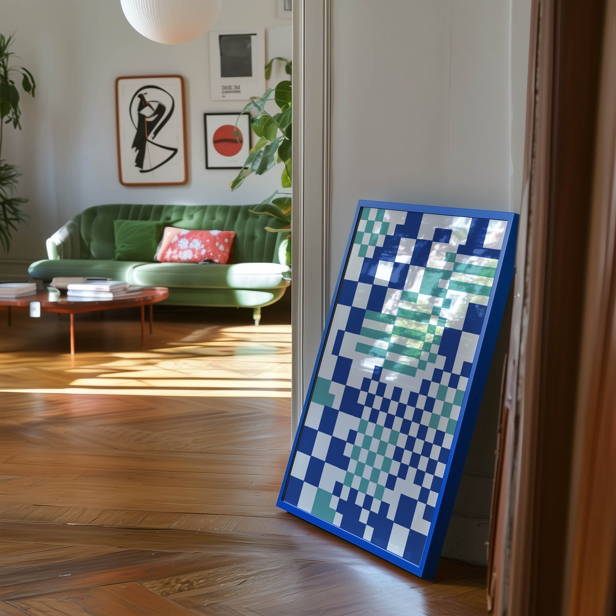 Modern Mixed Checkerboard Framed Fine Art Print
