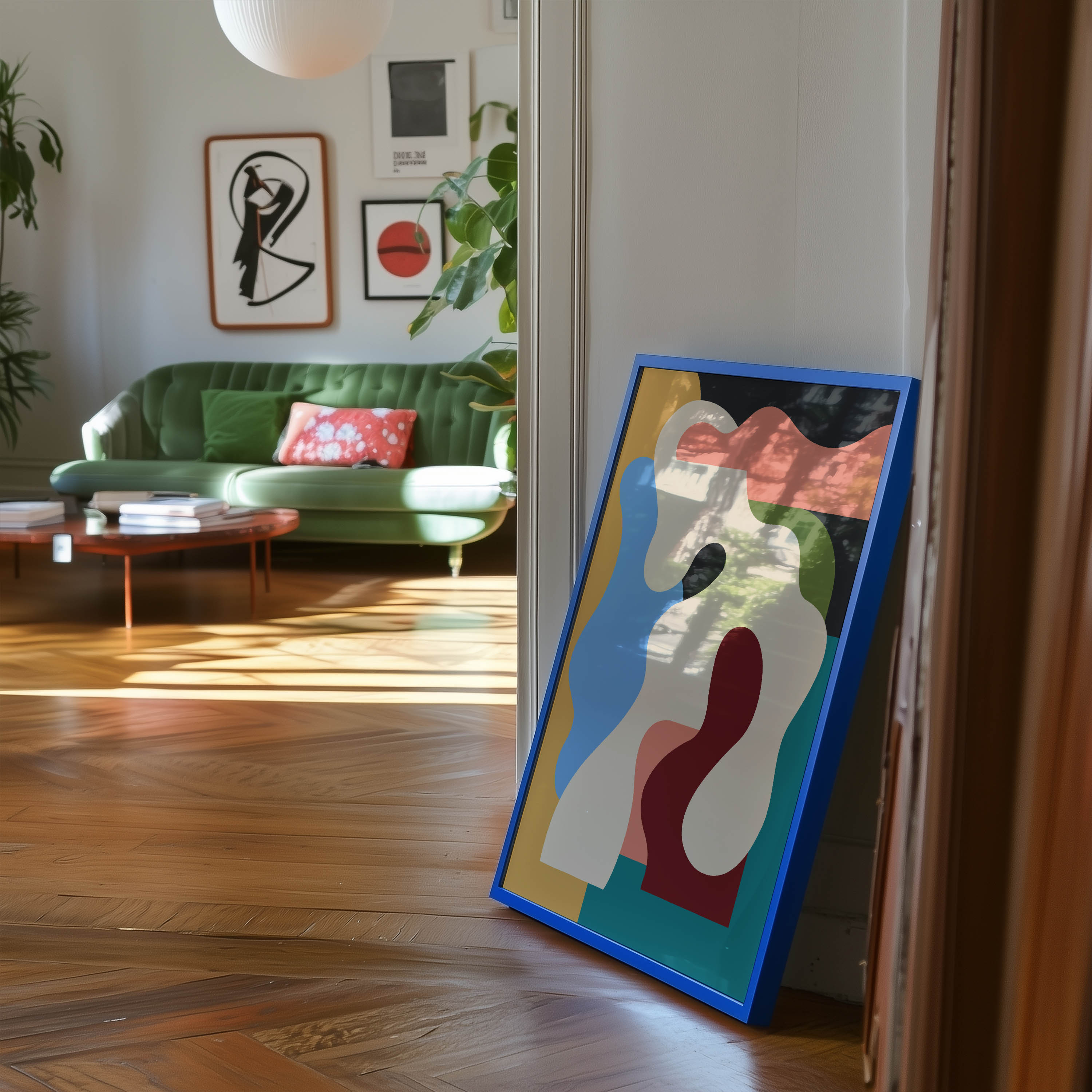 Modern Abstract Organic Shapes Framed Fine Art Print