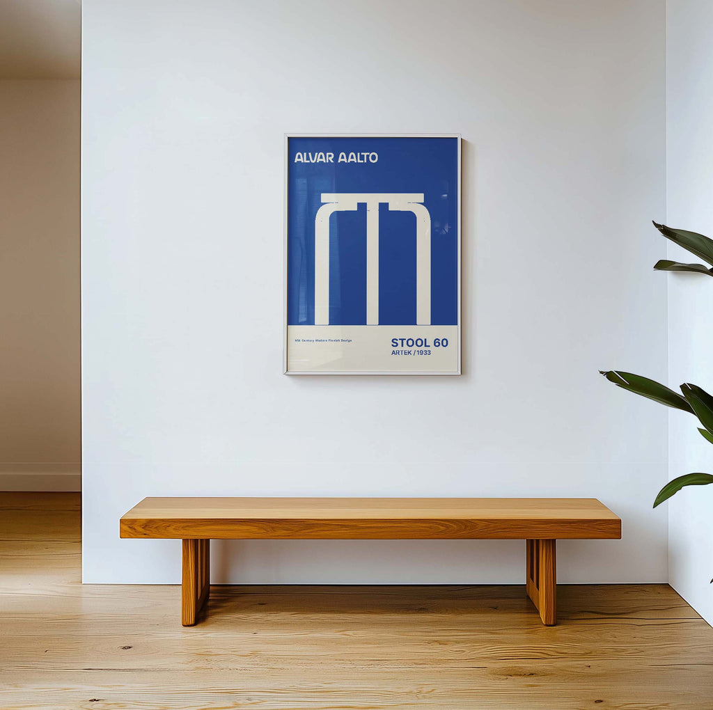 Alvar Aalto STOOL 60 Hight Quality framed Exhibition Poster