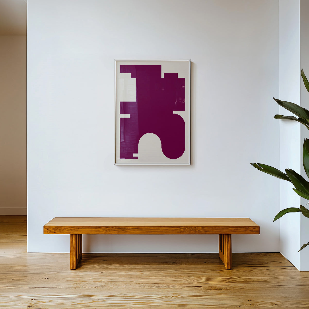 Burgundy Red Scandinavian Minimalist Framed Art Print