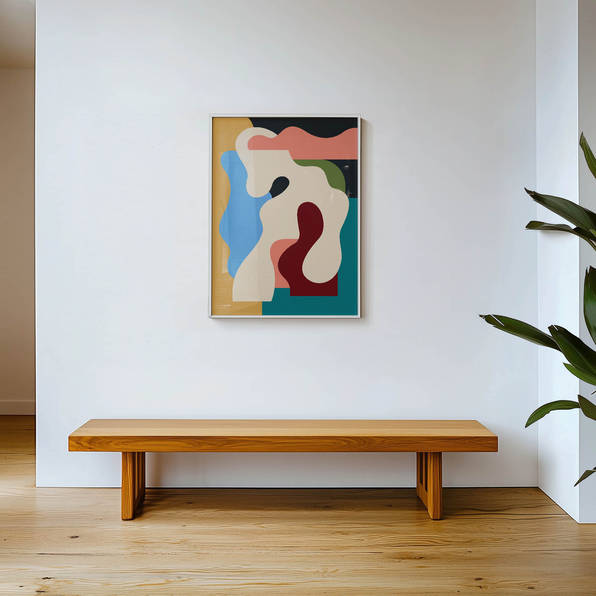 Modern Abstract Organic Shapes Framed Fine Art Print