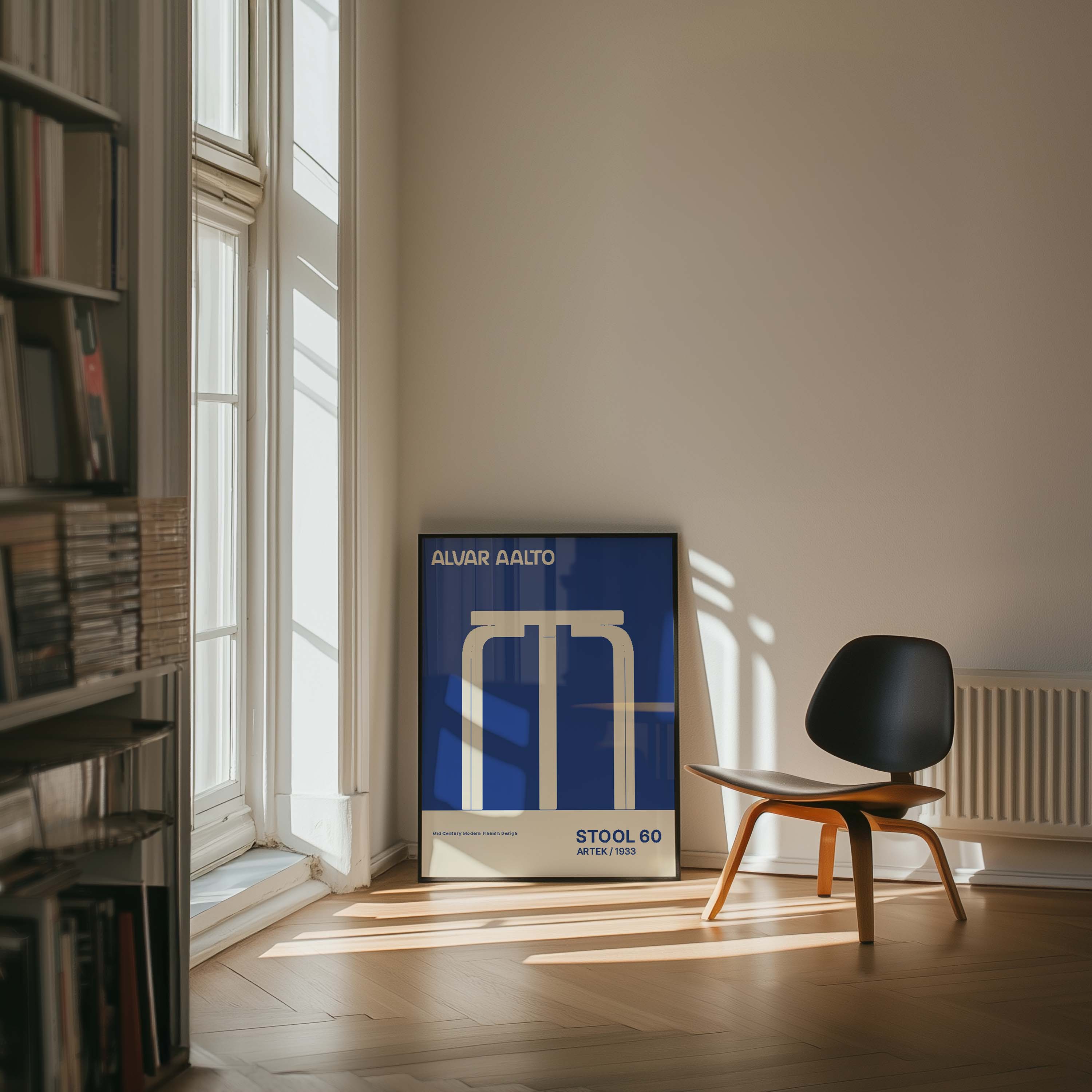 Alvar Aalto STOOL 60 Hight Quality framed Exhibition Poster