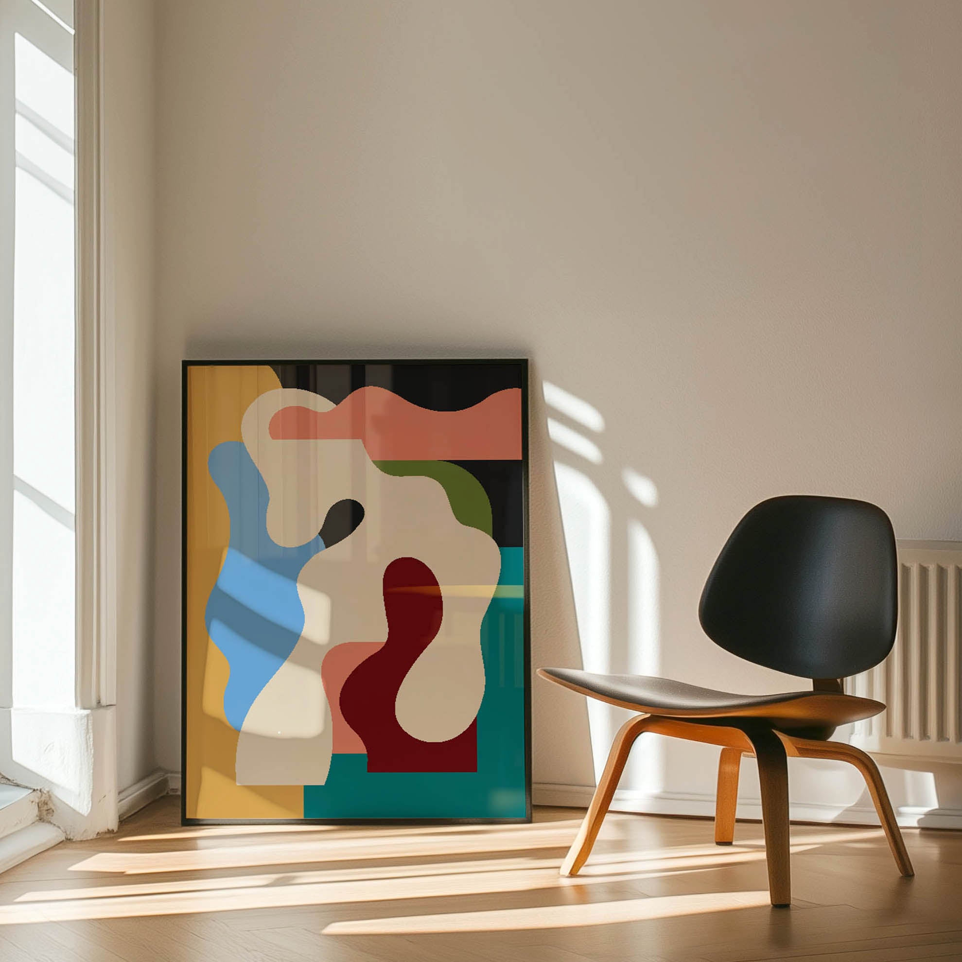 Modern Abstract Organic Shapes Framed Fine Art Print