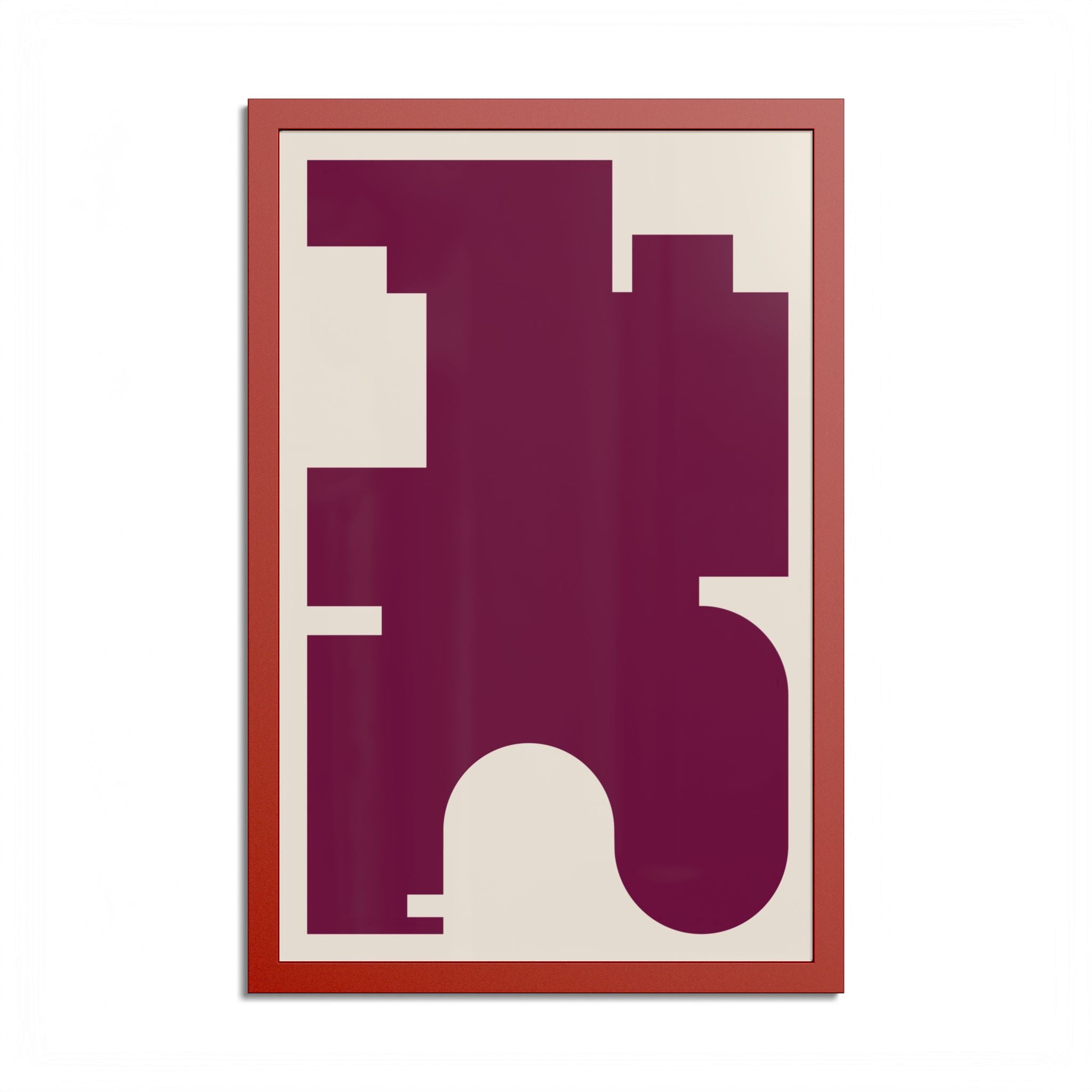 Burgundy Red Scandinavian Minimalist Framed Art Print