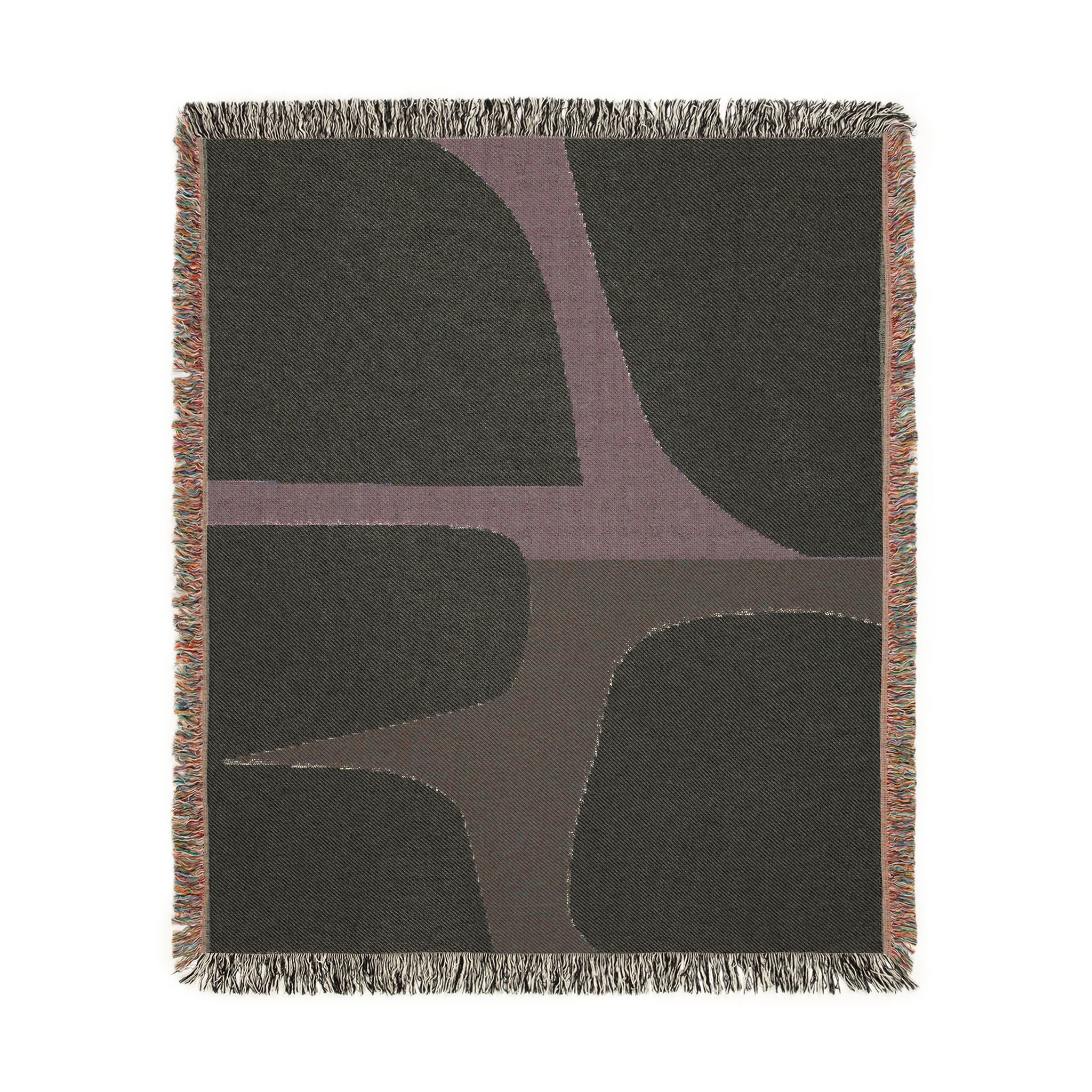 Scandi Color Block Woven Throw Blanket with Abstract Shapes Design