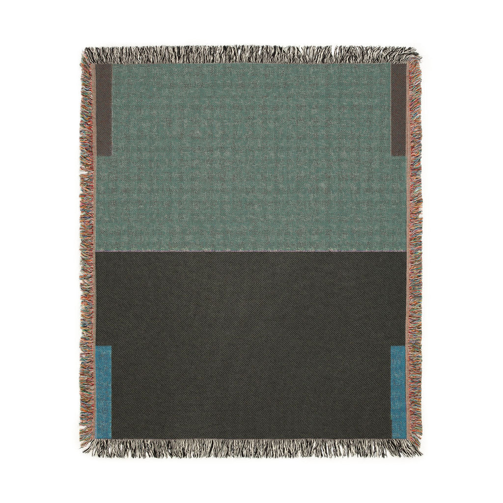 Post Minimalism Color Block Woven Throw Blanket with Contrast Corners