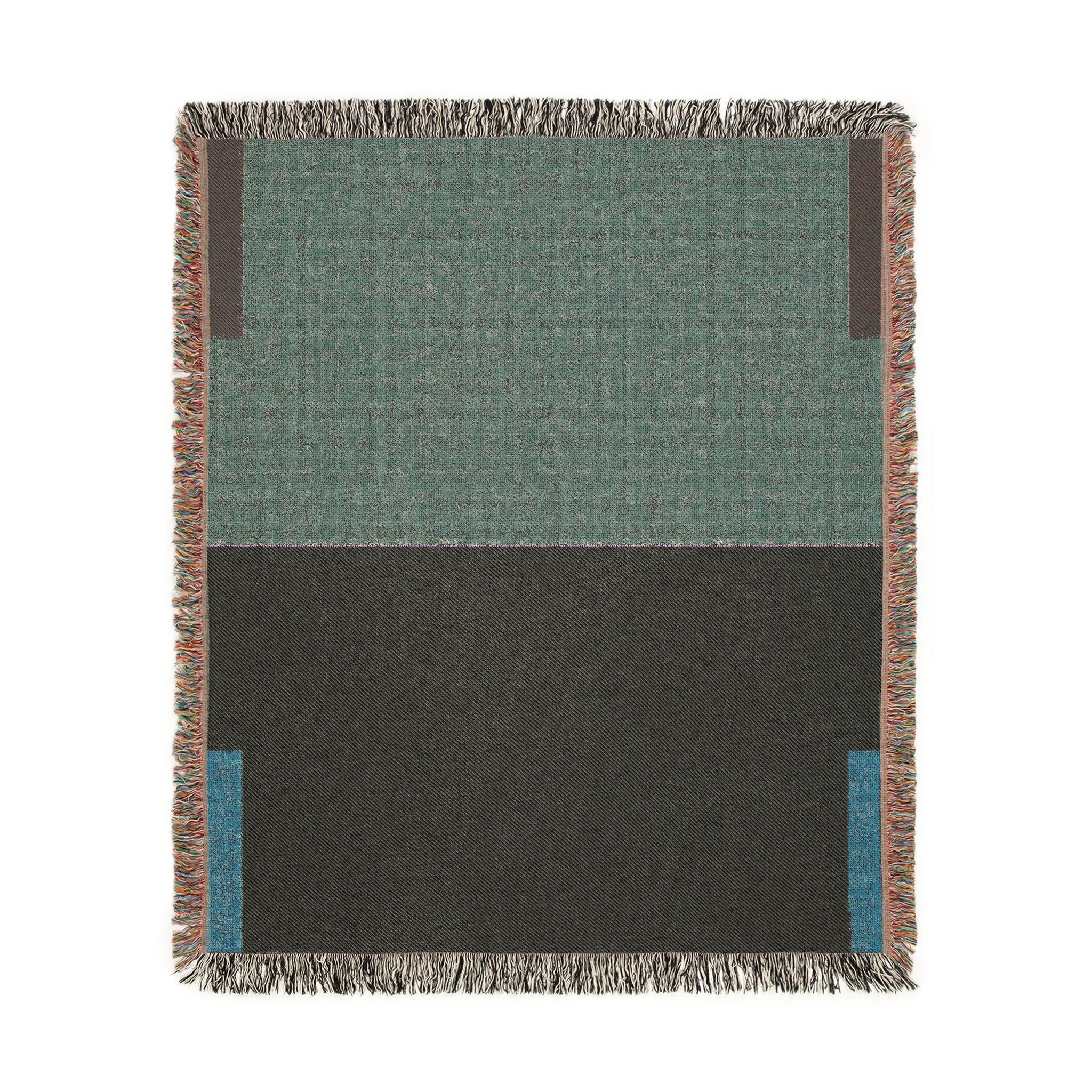 Post Minimalism Color Block Woven Throw Blanket with Contrast Corners