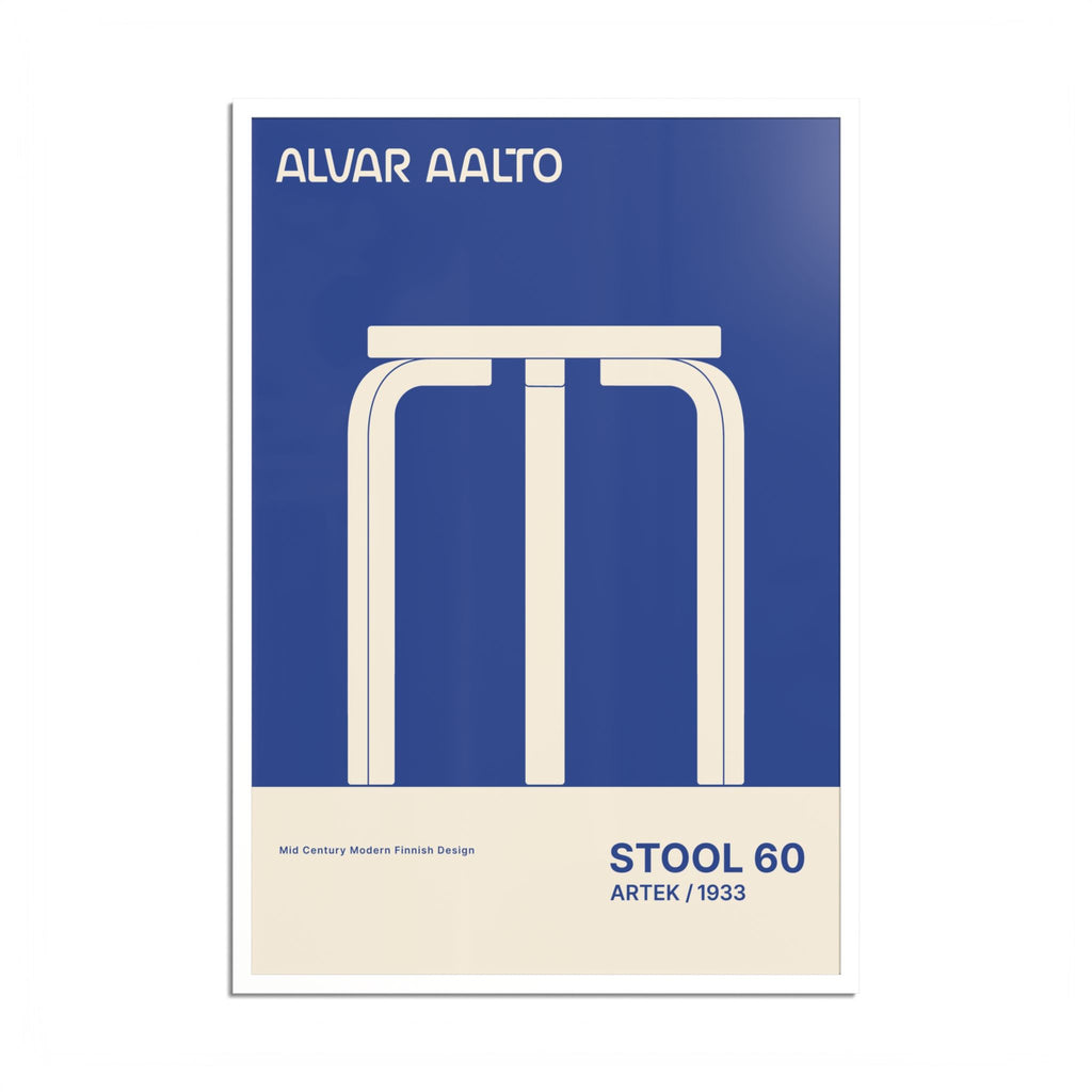 Alvar Aalto STOOL 60 Hight Quality framed Exhibition Poster
