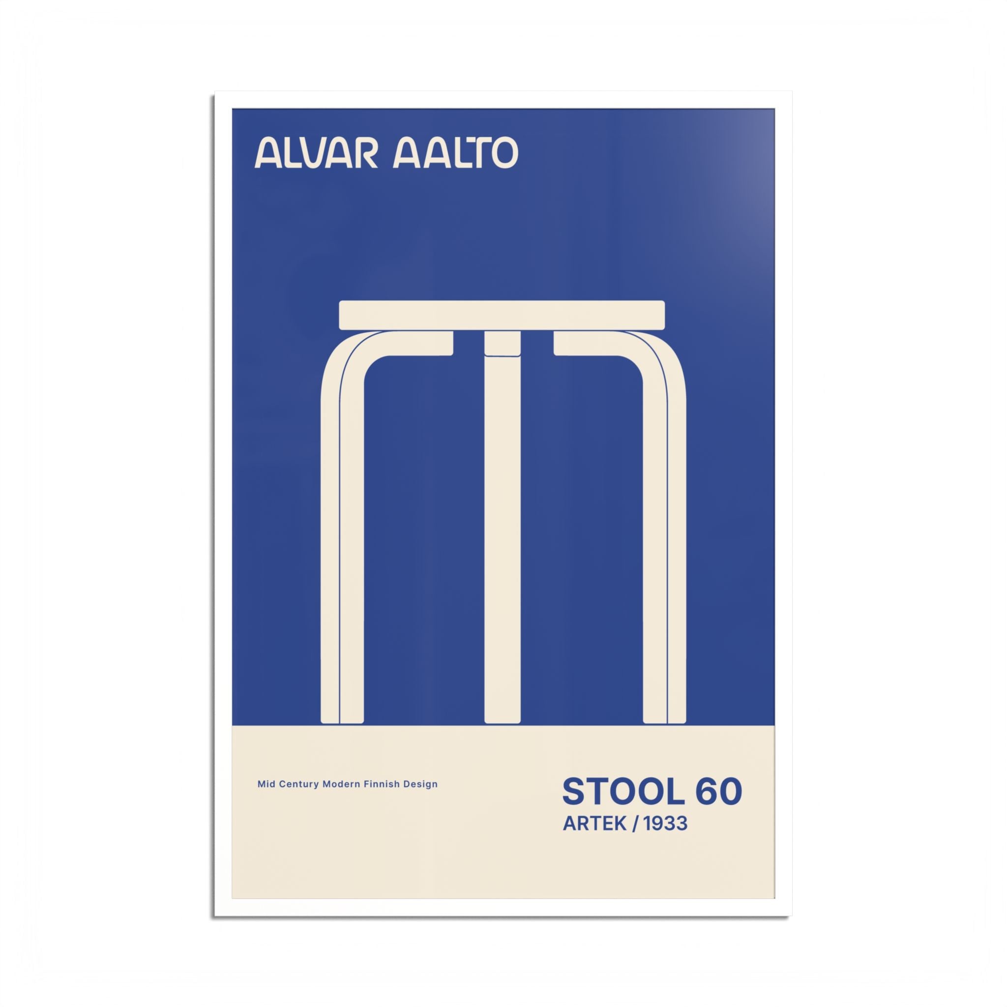Alvar Aalto STOOL 60 Hight Quality framed Exhibition Poster