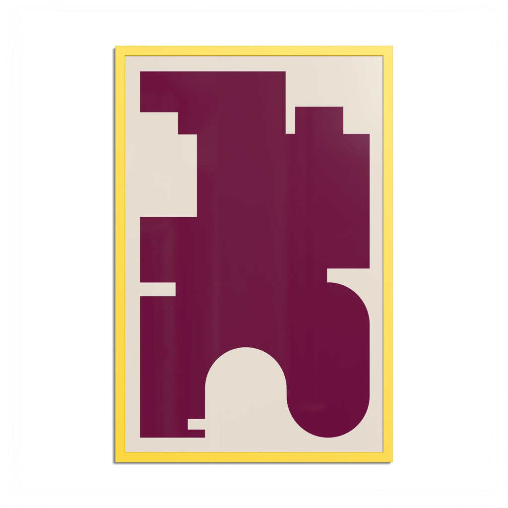 Burgundy Red Scandinavian Minimalist Framed Art Print