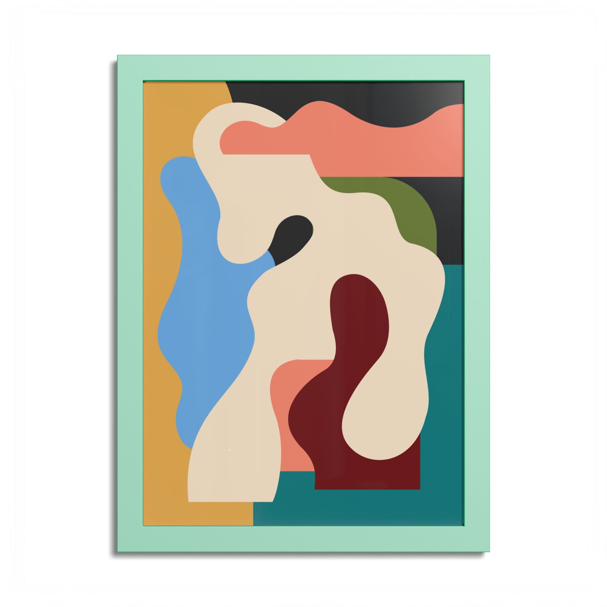 Modern Abstract Organic Shapes Framed Fine Art Print