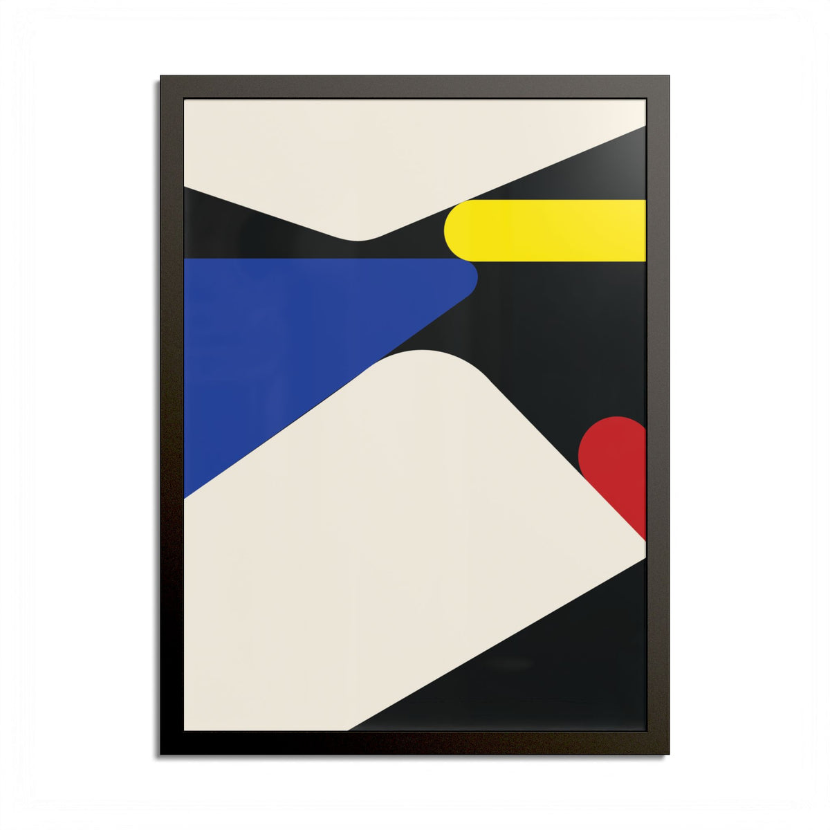 Primary Color Contemporary Shapes High Quality framed Print, Modern Art Decor