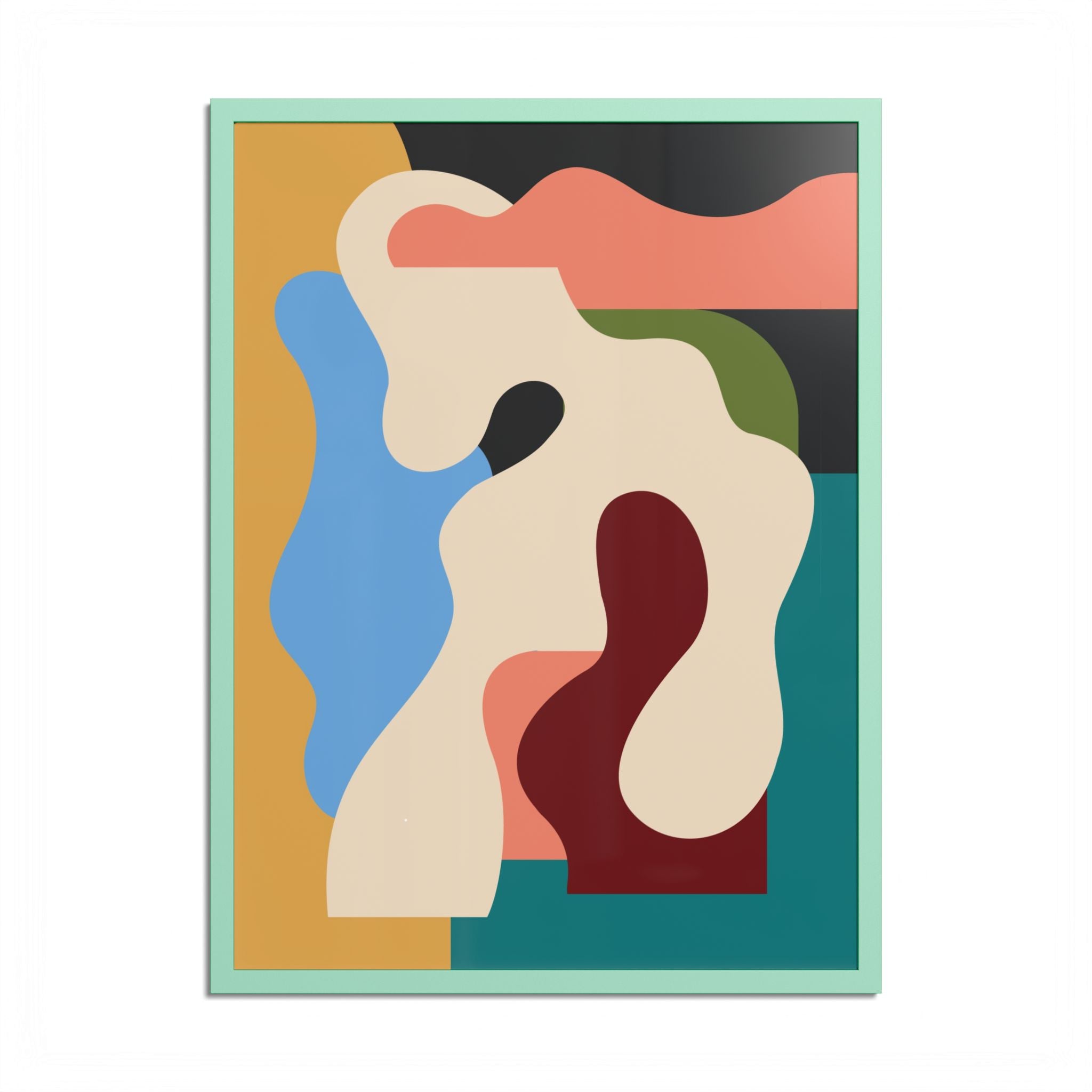 Modern Abstract Organic Shapes Framed Fine Art Print