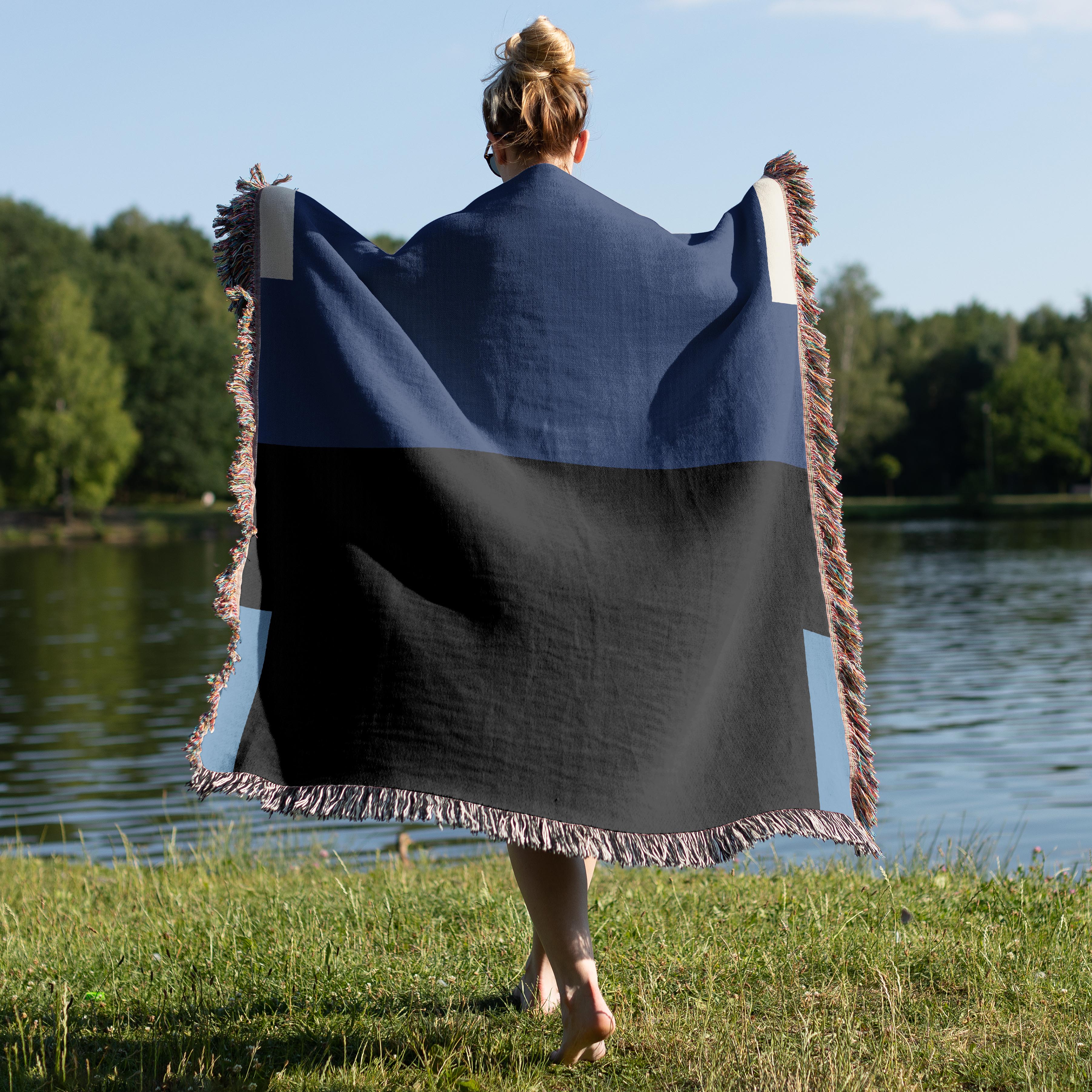Copy of Post Minimalism Color Block Woven Throw Blanket with Contrast Corners