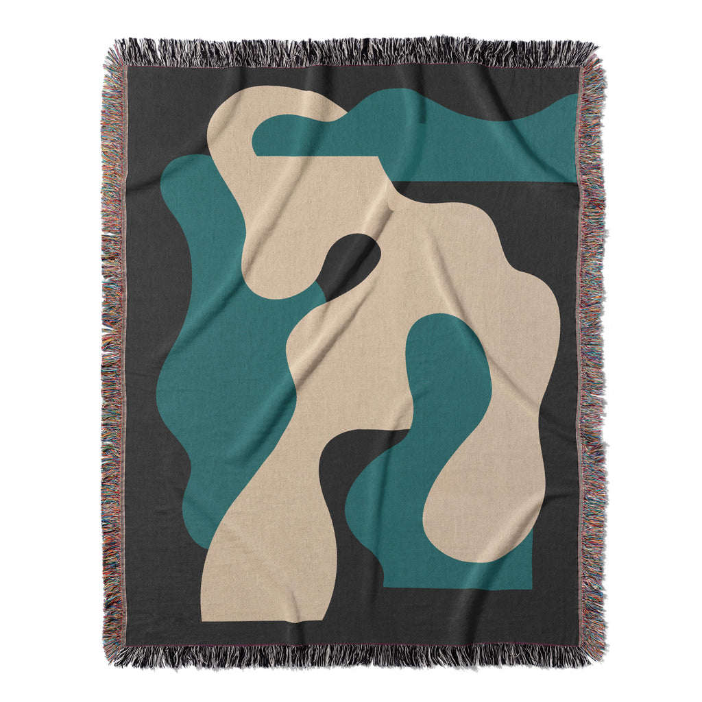 Copy of Scandi Abstract Shapes Woven Throw Blanket with Burgundy Red & Blue