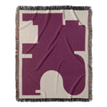 Post Modern Woven Throw Blanket with Burgundy Red Geometric shaped Design