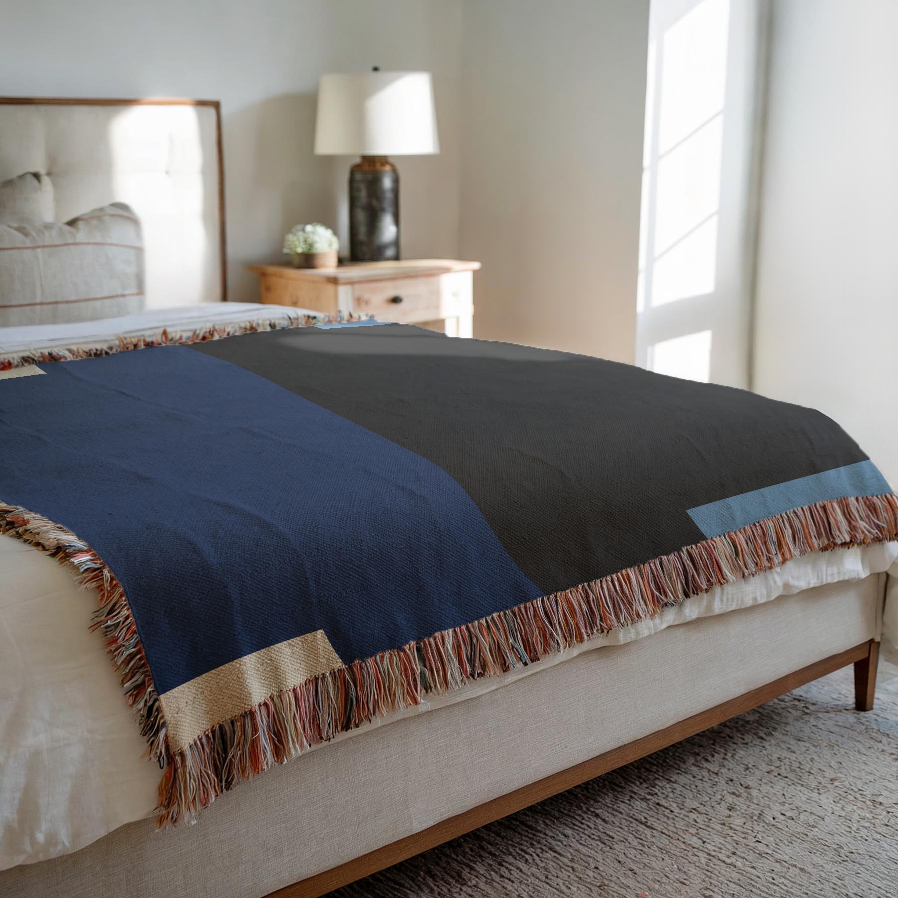 Copy of Post Minimalism Color Block Woven Throw Blanket with Contrast Corners