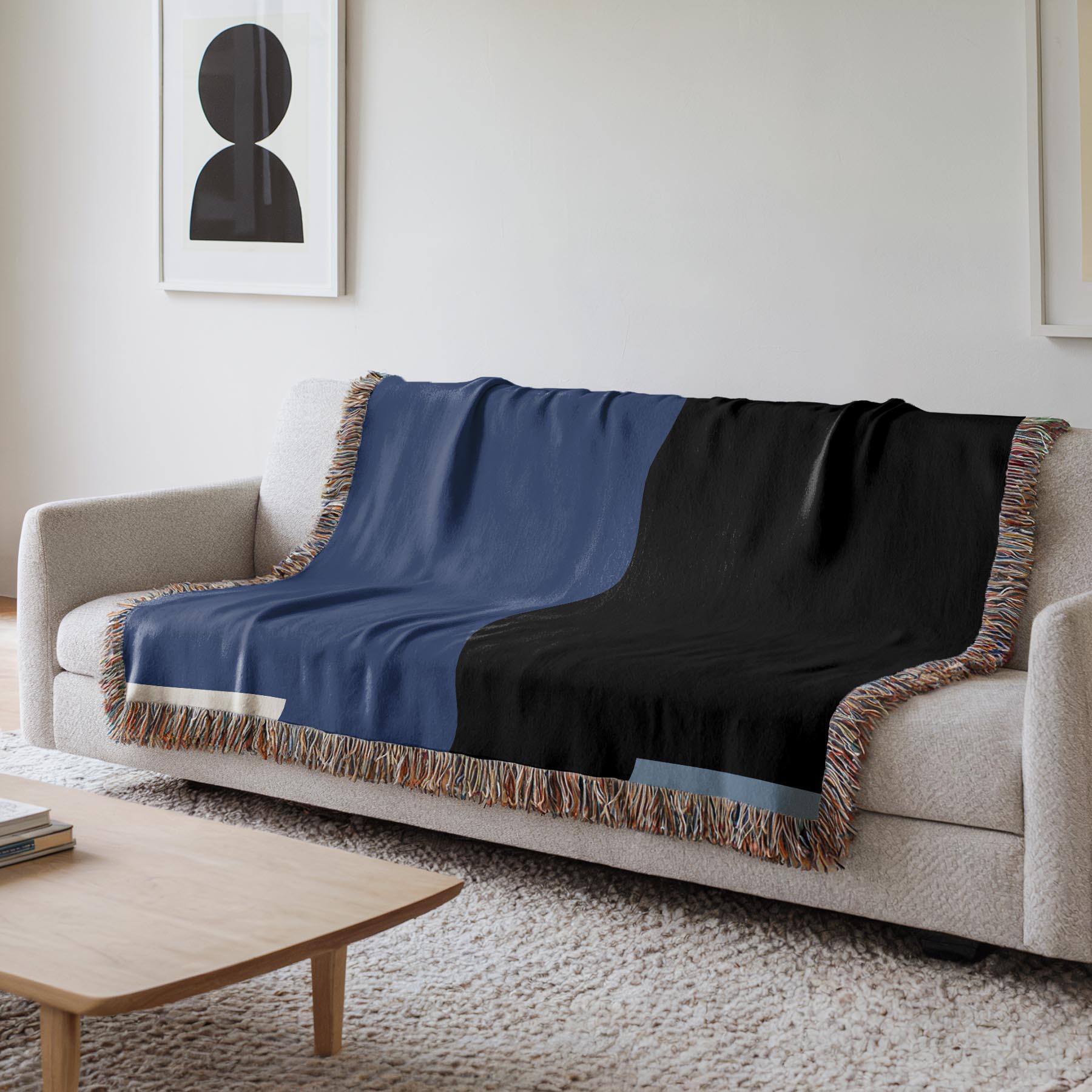 Copy of Post Minimalism Color Block Woven Throw Blanket with Contrast Corners