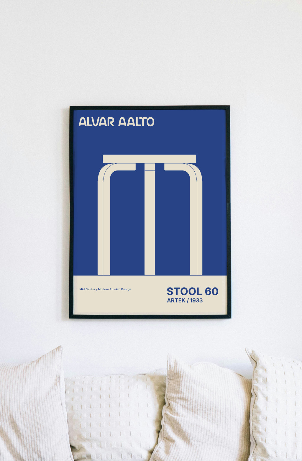 Alvar Aalto STOOL 60 Hight Quality framed Exhibition Poster