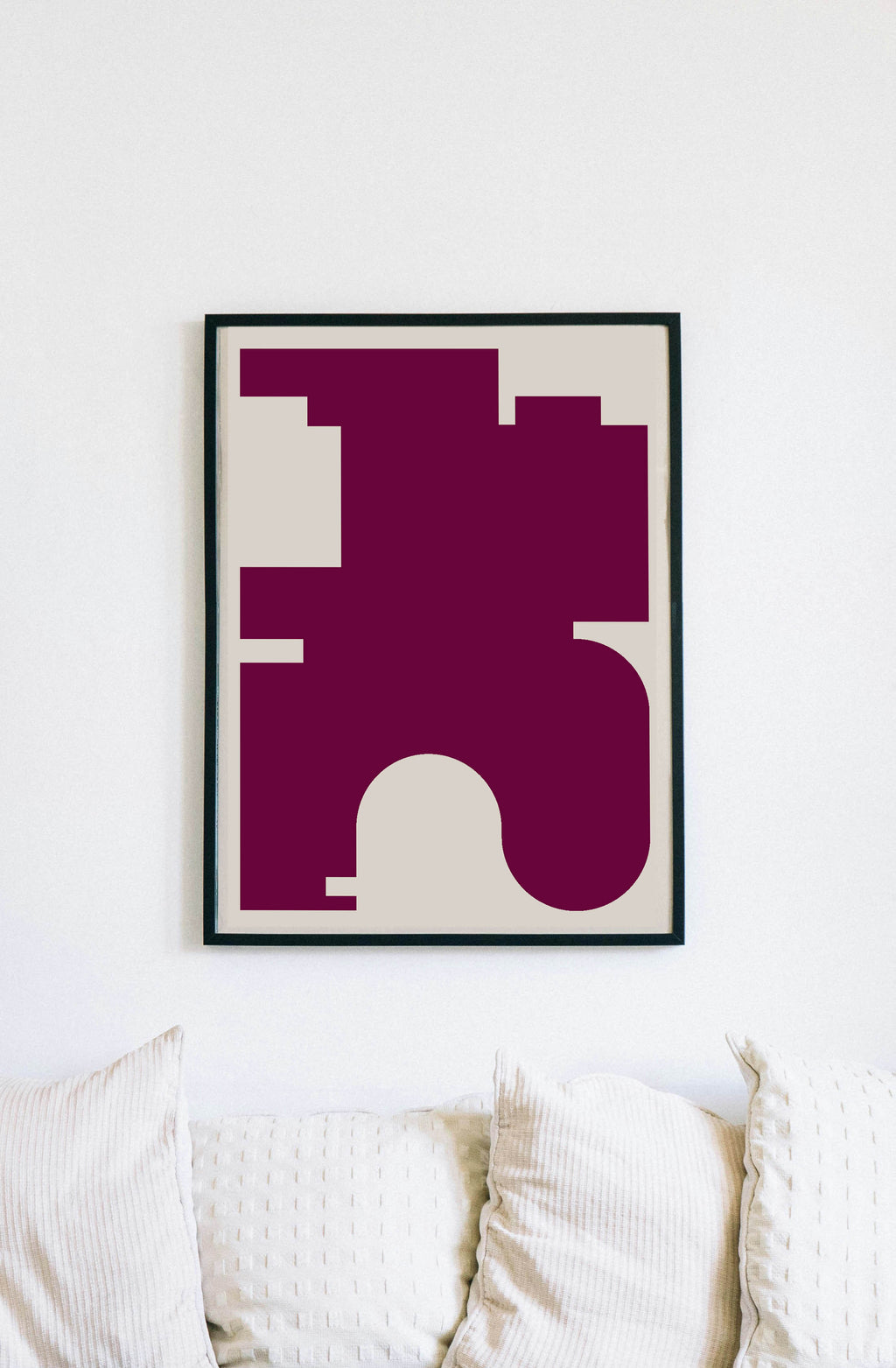Burgundy Red Scandinavian Minimalist Framed Art Print