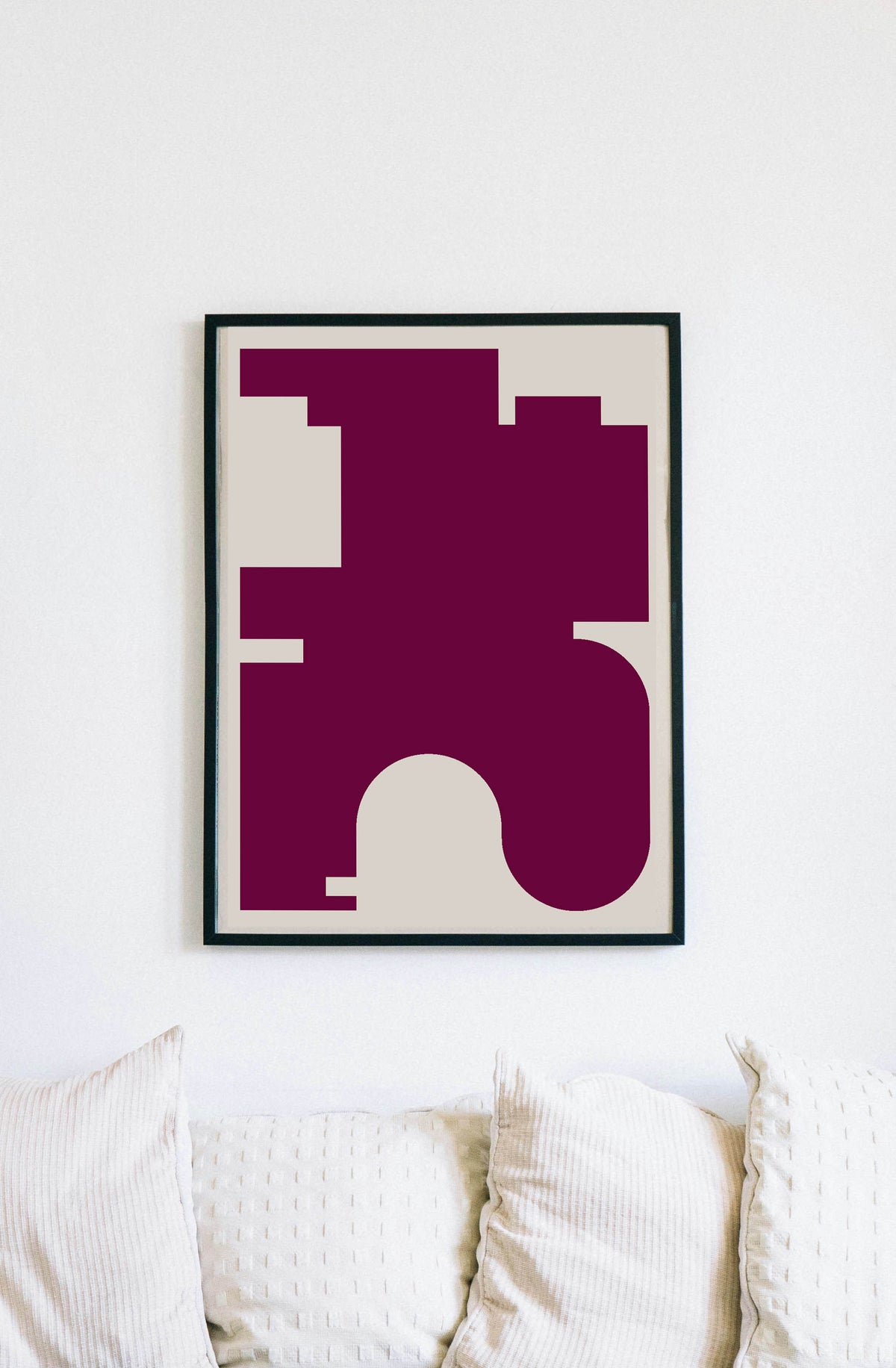 Burgundy Red Scandinavian Minimalist Framed Art Print