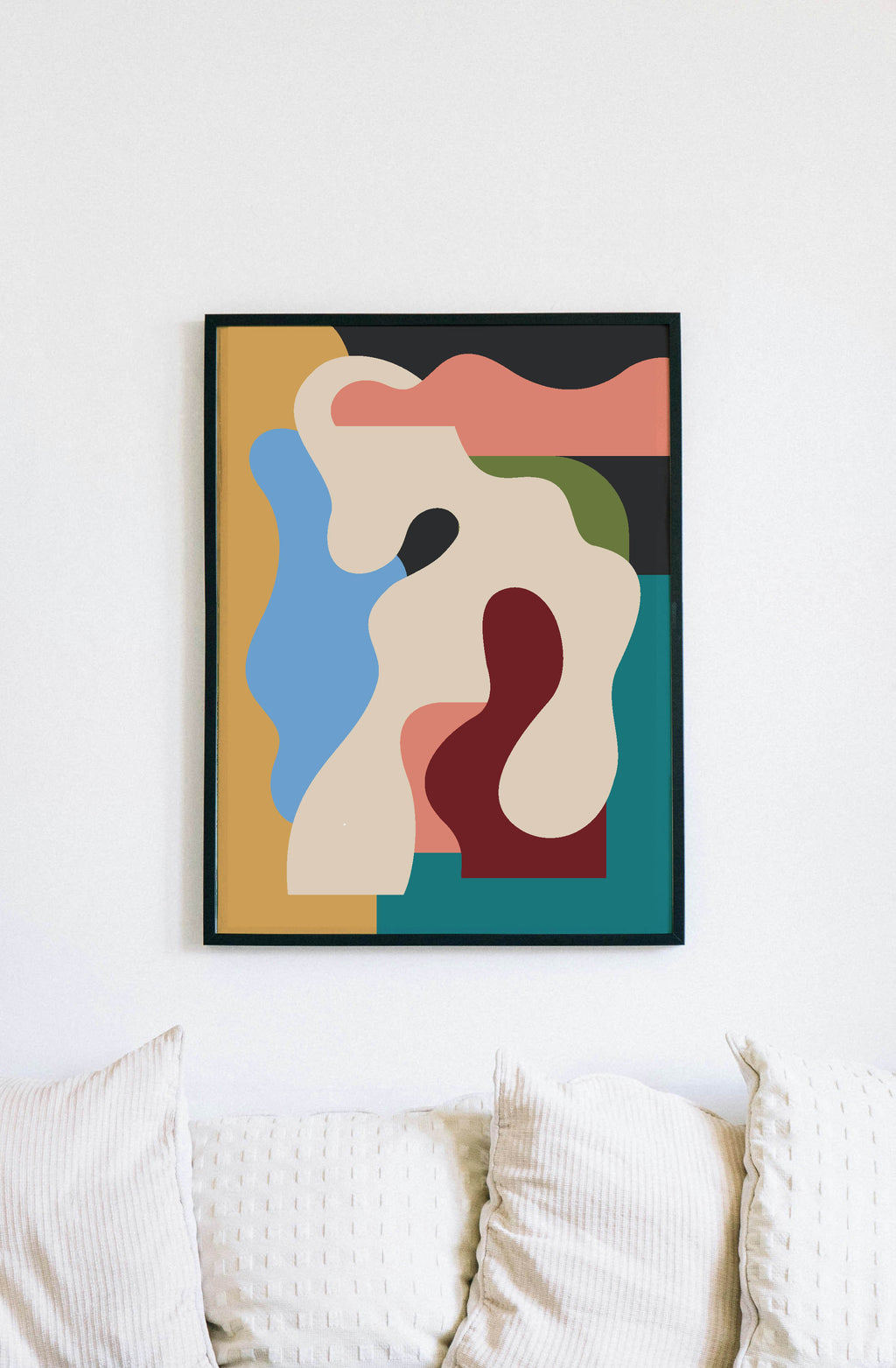 Modern Abstract Organic Shapes Framed Fine Art Print