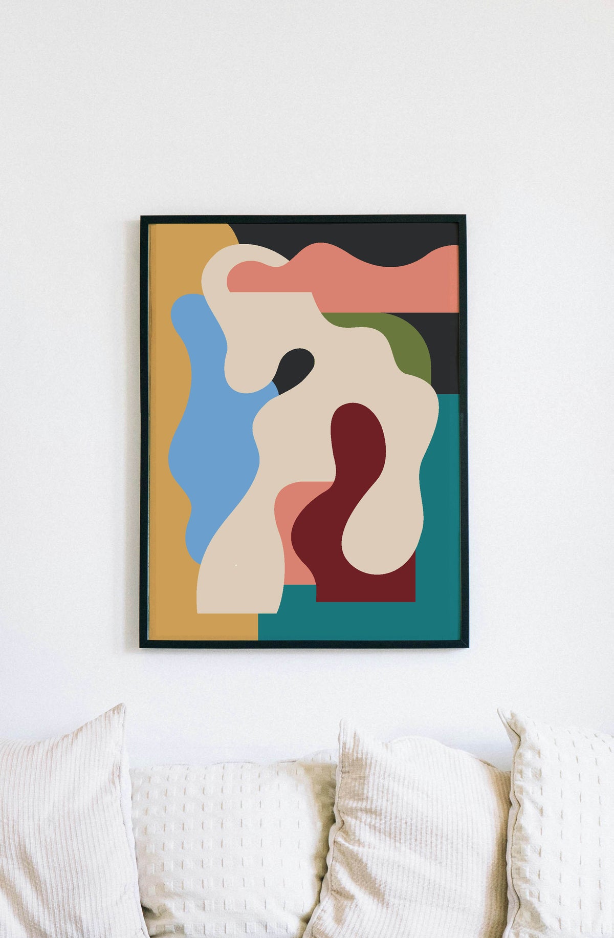 Modern Abstract Organic Shapes Framed Fine Art Print
