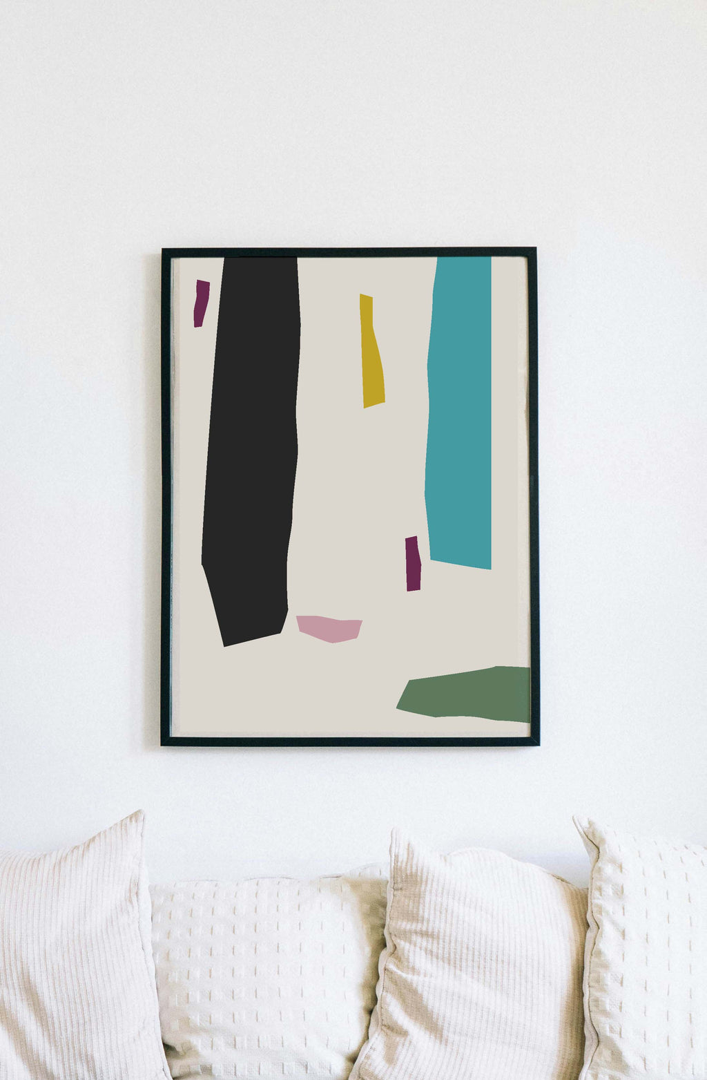 Scandi Multicolor Abstract Art High Quality framed Print, Modern Design Decor